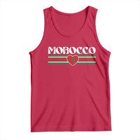 Love Morocco Retro Stripe Graphic Tank Top Maroc Moroccan Flag Heart