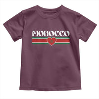 Love Morocco Retro Stripe Graphic Toddler T Shirt Maroc Moroccan Flag Heart