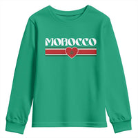 Love Morocco Retro Stripe Graphic Youth Sweatshirt Maroc Moroccan Flag Heart