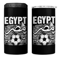 Egypt Soccer Misr Pride Arabic Calligraphy 4 in 1 Can Cooler Tumbler Egyptian Football Fans Ancient Pyramid Heritage Graphic