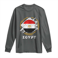 Egyptian Flag Soccer Ball Splatter Graphic Long Sleeve Shirt Egypt Pride Sports Football Fans Match Day