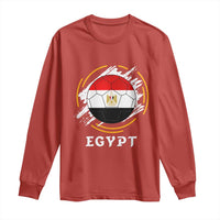 Egyptian Flag Soccer Ball Splatter Graphic Long Sleeve Shirt Egypt Pride Sports Football Fans Match Day