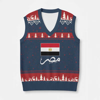 Egyptian Flag Misr Arabic Calligraphy V-Neck Knit Sweater Vest Patriotic Egypt Heritage Pride