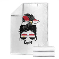 Egyptian Flag Messy Bun Girl Throw Blanket Patriotic Egypt Women