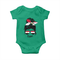 Egyptian Flag Messy Bun Girl Baby Onesie Patriotic Egypt Women