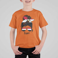 Egyptian Flag Messy Bun Girl T Shirt For Kid Patriotic Egypt Women