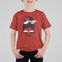 Egyptian Flag Messy Bun Girl T Shirt For Kid Patriotic Egypt Women
