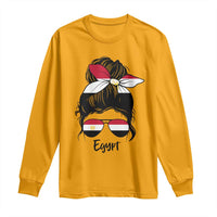 Egyptian Flag Messy Bun Girl Long Sleeve Shirt Patriotic Egypt Women