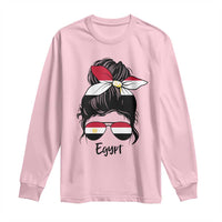 Egyptian Flag Messy Bun Girl Long Sleeve Shirt Patriotic Egypt Women