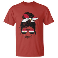 Egyptian Flag Messy Bun Girl T Shirt Patriotic Egypt Women
