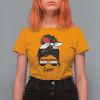 Egyptian Flag Messy Bun Girl T Shirt For Women Patriotic Egypt Women