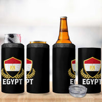 Egypt Coat of Arms Gold Shield Crest 4 in 1 Can Cooler Tumbler Patriotic Egyptian Flag Heritage Pride
