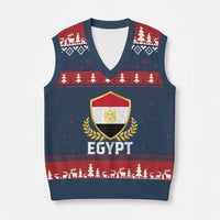 Egypt Coat of Arms Gold Shield Crest V-Neck Knit Sweater Vest Patriotic Egyptian Flag Heritage Pride
