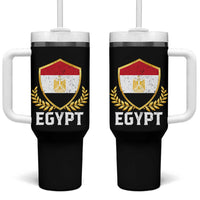 Egypt Coat of Arms Gold Shield Crest Tumbler With Handle Patriotic Egyptian Flag Heritage Pride