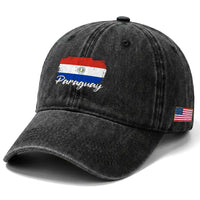 Vintage Paraguay Flag Paraguaya Heritage Pride Roots Washed Cotton Baseball Cap