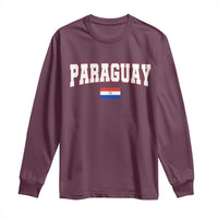 Paraguay Retro Athletic Varsity Style Long Sleeve Shirt Paraguaya Flag Country Pride Heritage