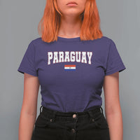 Paraguay Retro Athletic Varsity Style T Shirt For Women Paraguaya Flag Country Pride Heritage