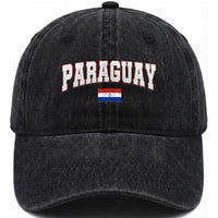 Paraguay Retro Athletic Varsity Style Washed Cotton Baseball Cap Paraguaya Flag Country Pride Heritage