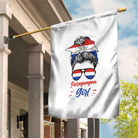 Proud Paraguayan Girl Messy Bun Bandana Aviator Sunglasses Garden Flag Paraguay Heritage Roots HispanicLatina Pride