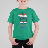 Proud Paraguayan Girl Messy Bun Bandana Aviator Sunglasses T Shirt For Kid Paraguay Heritage Roots HispanicLatina Pride