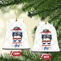 Proud Paraguayan Girl Messy Bun Bandana Aviator Sunglasses Ceramic Ornament Paraguay Heritage Roots HispanicLatina Pride