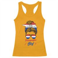 Proud Paraguayan Girl Messy Bun Bandana Aviator Sunglasses Racerback Tank Top Paraguay Heritage Roots HispanicLatina Pride