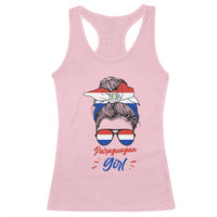 Proud Paraguayan Girl Messy Bun Bandana Aviator Sunglasses Racerback Tank Top Paraguay Heritage Roots HispanicLatina Pride