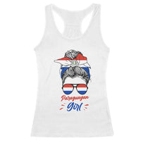 Proud Paraguayan Girl Messy Bun Bandana Aviator Sunglasses Racerback Tank Top Paraguay Heritage Roots HispanicLatina Pride