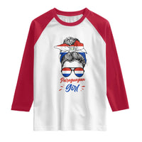 Proud Paraguayan Girl Messy Bun Bandana Aviator Sunglasses Raglan Shirt Paraguay Heritage Roots HispanicLatina Pride