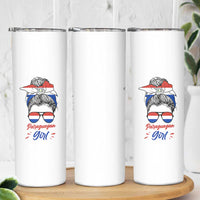 Proud Paraguayan Girl Messy Bun Bandana Aviator Sunglasses Skinny Tumbler Paraguay Heritage Roots HispanicLatina Pride