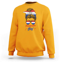 Proud Paraguayan Girl Messy Bun Bandana Aviator Sunglasses Sweatshirt Paraguay Heritage Roots HispanicLatina Pride