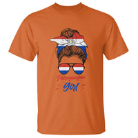 Proud Paraguayan Girl Messy Bun Bandana Aviator Sunglasses T Shirt Paraguay Heritage Roots HispanicLatina Pride