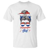 Proud Paraguayan Girl Messy Bun Bandana Aviator Sunglasses T Shirt Paraguay Heritage Roots HispanicLatina Pride