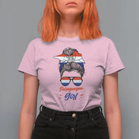 Proud Paraguayan Girl Messy Bun Bandana Aviator Sunglasses T Shirt For Women Paraguay Heritage Roots HispanicLatina Pride