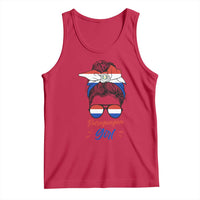 Proud Paraguayan Girl Messy Bun Bandana Aviator Sunglasses Tank Top Paraguay Heritage Roots HispanicLatina Pride