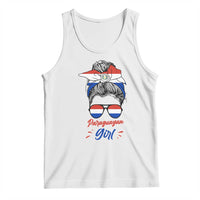 Proud Paraguayan Girl Messy Bun Bandana Aviator Sunglasses Tank Top Paraguay Heritage Roots HispanicLatina Pride