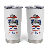 Proud Paraguayan Girl Messy Bun Bandana Aviator Sunglasses Tumbler Cup Paraguay Heritage Roots HispanicLatina Pride