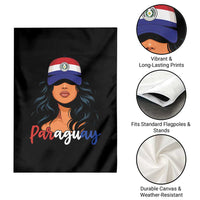 Proud Paraguayan Woman Melanin Curls Afro Latina Garden Flag Paraguay Flag Roots Hispanic Heritage Pride