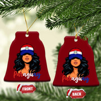 Proud Paraguayan Woman Melanin Curls Afro Latina Ceramic Ornament Paraguay Flag Roots Hispanic Heritage Pride