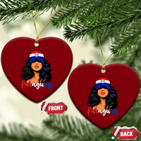 Proud Paraguayan Woman Melanin Curls Afro Latina Ceramic Ornament Paraguay Flag Roots Hispanic Heritage Pride