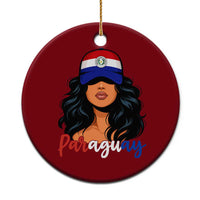 Proud Paraguayan Woman Melanin Curls Afro Latina Ceramic Ornament Paraguay Flag Roots Hispanic Heritage Pride