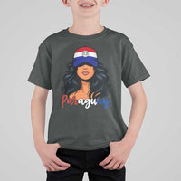 Proud Paraguayan Woman Melanin Curls Afro Latina T Shirt For Kid Paraguay Flag Roots Hispanic Heritage Pride