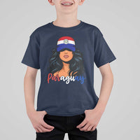Proud Paraguayan Woman Melanin Curls Afro Latina T Shirt For Kid Paraguay Flag Roots Hispanic Heritage Pride