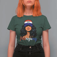 Proud Paraguayan Woman Melanin Curls Afro Latina T Shirt For Women Paraguay Flag Roots Hispanic Heritage Pride