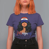 Proud Paraguayan Woman Melanin Curls Afro Latina T Shirt For Women Paraguay Flag Roots Hispanic Heritage Pride