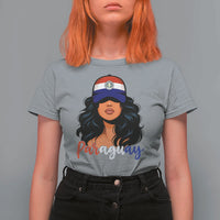 Proud Paraguayan Woman Melanin Curls Afro Latina T Shirt For Women Paraguay Flag Roots Hispanic Heritage Pride