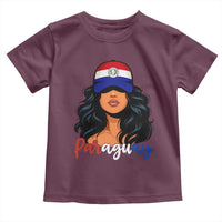 Proud Paraguayan Woman Melanin Curls Afro Latina Toddler T Shirt Paraguay Flag Roots Hispanic Heritage Pride