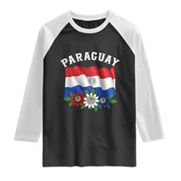 Paraguay Flag Passion Flower Mburucuya Graphic Raglan Shirt Paraguaya Hispanic Latino Heritage Cultura Pride