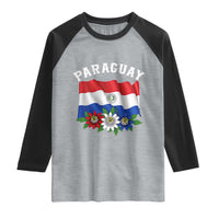 Paraguay Flag Passion Flower Mburucuya Graphic Raglan Shirt Paraguaya Hispanic Latino Heritage Cultura Pride