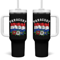 Paraguay Flag Passion Flower Mburucuya Graphic Tumbler With Handle Paraguaya Hispanic Latino Heritage Cultura Pride